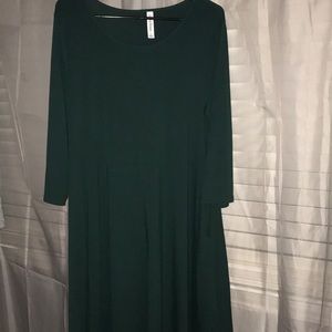 Comfy quarter length sleeve green dress